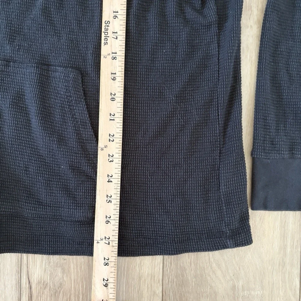 Polo Ralph Lauren Hoodie Mens XL Black Waffle Knit Kangaroo Pocket Pony Logo